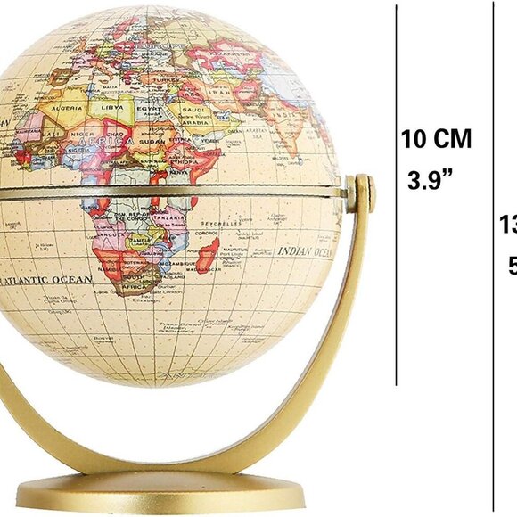Mini Antique Globe 4-inch / 10 cm - Swivels in All Directions Educational, Decor - Picture 4 of 9